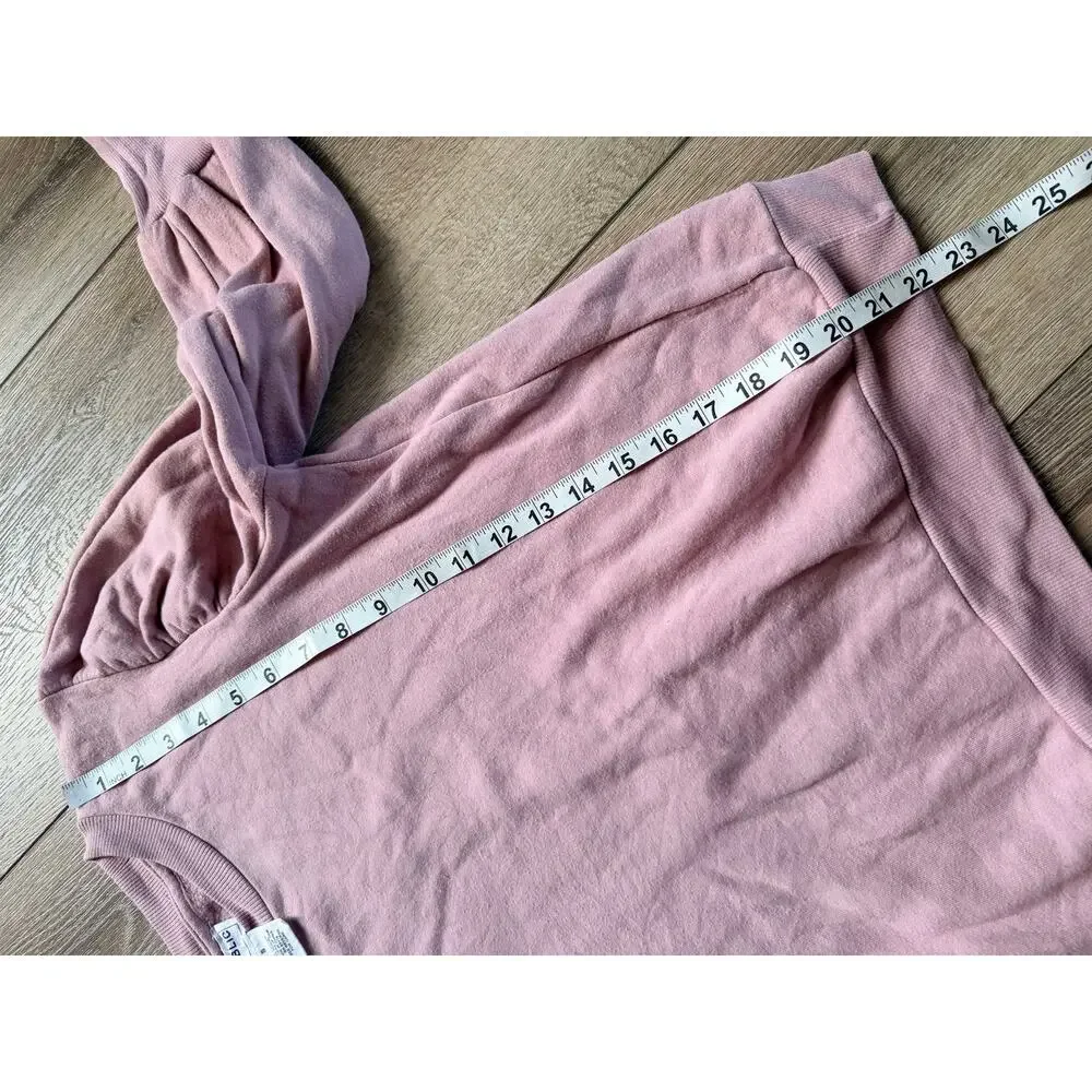 Republic Pink Puff Sleeve Crewneck Pullover Sweatshirt